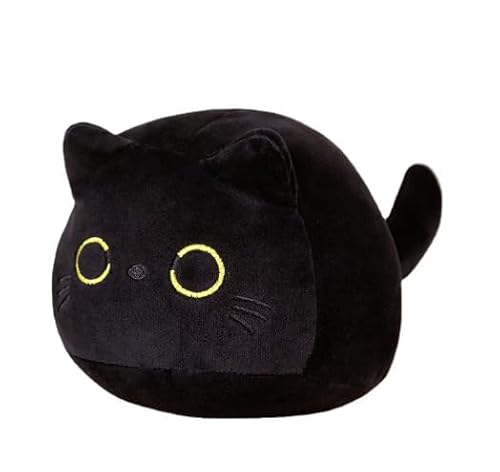 Katzen Schwarze weiches Stofftier Kopfkissen Plüschpuppe Weihnachten Geburtstagsfeier Geschenk Schwarze Katze Plüschtier Umarmung Spielzeug - Stofftier Kopfkissen Plüsch Katzenform Kissen - Plüschtie von FYJCXCMP