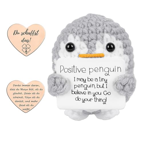 Positive Penguin Geschenk,6.5CM Mini Geschenke Pinguine mit Karte Positiver Pinguin,Geduldsfaden Geschenk,Kleines Kuscheltier Glücksbringer,Pinguin Spielzeug für Freunde Ermutigung Dekoration von FYJCXCMP