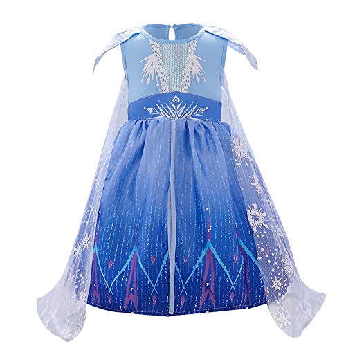 FYMNSI Kleinkinder Baby Mädchen Kostüm Prinzessin Eiskönigin Kleid Verkleidung Geburtstag Party Fasching Karneval Halloween Cosplay Ankleiden Weihnachten Partykleid Festkleid Blau 12-18 Monate von FYMNSI