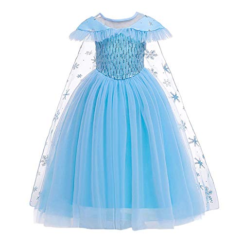 FYMNSI Mädchen Prinzessin Kostüm Maxikleid mit Schneeflocke Umhang Kinder Halloween Cosplay Karneval Fasching Verkleidung Weihnachten Partykleid Abendkleid Festkleid Eisblau 7-8 Jahre FYMNSI Mädchen Prinzessin Kostüm Maxikleid mit Schneeflocke Umhang Kinder Halloween Cosplay Karneval Fasching Verkleidung Weihnachten Partykleid Abendkleid Festkleid Eisblau 7-8 Jahre von FYMNSI