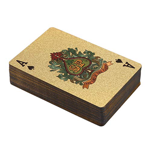 FYOBOT 1 StüCke 24 Karat Gold Spiel Karten Kunststoff Poker Spiel Deck Folie Poker Pack Karten wasserdichte Karte von FYOBOT