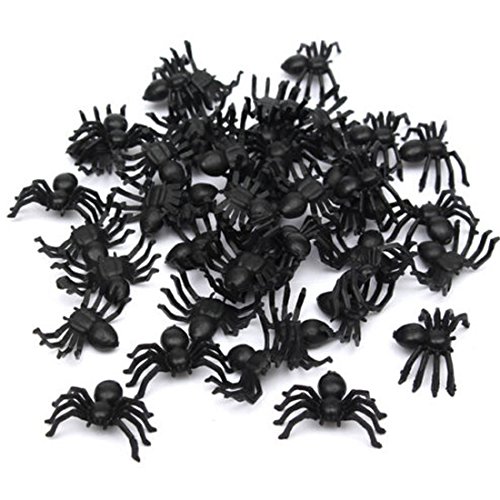 FYOBOT 50x Kunststoff Schwarz Spinne Trick Spielzeug Halloween Spukhaus Prop Dekor von FYOBOT