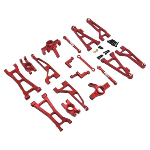 FYUtWh 16207 16208 16209 16210 Metall Suspension Arm Lenkung Tasse Link Stange Set Kompatibel mit 1/16 Skala RC Autos Upgrade Teile RC Auto Zubehör(16207 RED) von FYUtWh