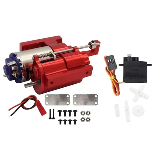 FYUtWh Ganzmetall-2-Gang-Getriebe Kompatibel mit kompatible C14 C24 B14 B24 MN MN90 MN98 MN99S RC-Car-Upgrade-Teile RC Auto Zubehör(RED and SERVO) von FYUtWh