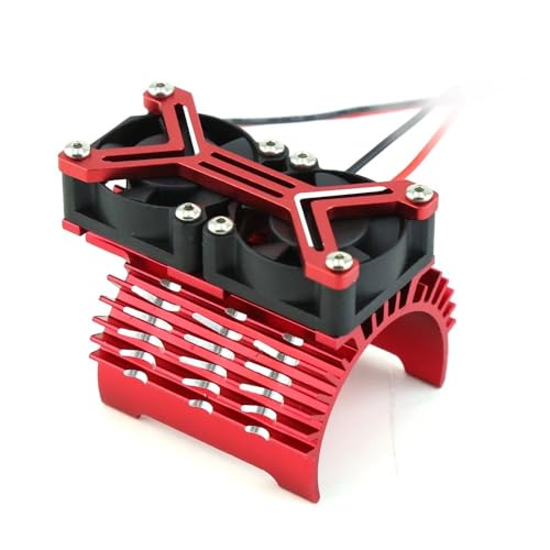 FYUtWh Metall Dual Lüfter Kompatibel mit 4068 4074 4082 4268 4274 Motoren Kühlkörper Kompatibel mit 1/7 1/8 RC Autos Upgrade Teile RC Auto Zubehör(RED) von FYUtWh