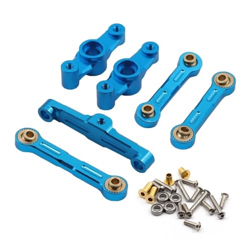 FYUtWh Metall-Kurbel-Lenkarm und Brückenlenkungs-Montageset, kompatibel mit verschiedenen 1/10 RC-Autos, Upgrade-Teile-Zubehör RC Auto Zubehör(Blue) von FYUtWh