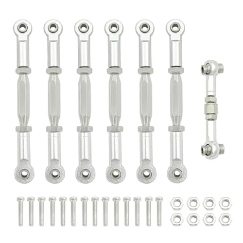 FYUtWh Metall Spannschlösser Camber Link Rod Linkage Set Kompatibel mit 4X4 VXL 2WD 1/10 Fernbedienung Auto Upgrade Teile RC Auto Zubehör(Silver) von FYUtWh