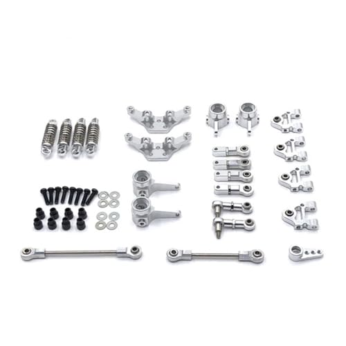 FYUtWh Metall Upgrade Swing Arm Lenkung Cup Shock Halterung Lenkung Link Shock Kompatibel Mit 1/28 RC Auto Teile Modelle K969 k979 K989 K999 RC Auto Zubehör(Silver) von FYUtWh