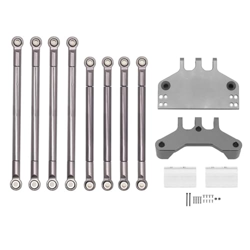 FYUtWh Metallverbindungsstange und Servohalterung, Zugstangenhalterung, kompatibel mit 1/12 RC-Autos, Upgrade-Teilen Kompatibel mit MN128 MN86 MN86S MN86K MN86KS MN G500 RC Auto Zubehör(Titanium) von FYUtWh