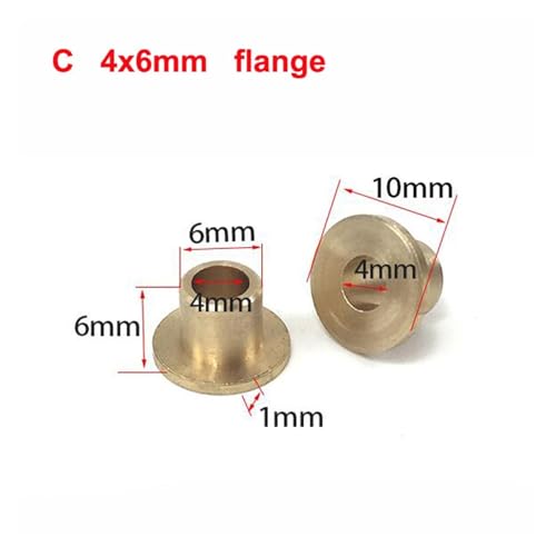 10PCS Brass Bushing Shaft 4x8/5x8/4x6/4x7mm for RC Boat DIY Model Accessories(C 4x6mm Flange) von FYWYVIY