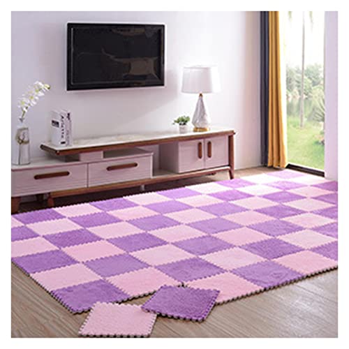 1 X 1 Fuß Große Ineinandergreifende Teppichfliesen, 12 Stück, Bodenfliesen Aus Plüschschaumstoff, Puzzle-Spielmatte Für Wohnzimmer, Schlafzimmer, Spielzimmer(Color:Lila+Rosa) von FYYSJW