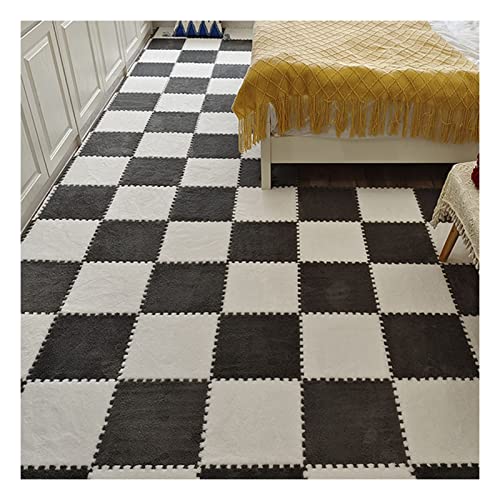 10 Stück Ineinandergreifende Teppichfliesen, Flauschige Quadratische Schaumstoff-Bodenmatten, Spielmatte Für Wohnzimmer, Schlafzimmer, Spielzimmer, 12 X 12 Zoll(Color:Grau+Weiß) von FYYSJW