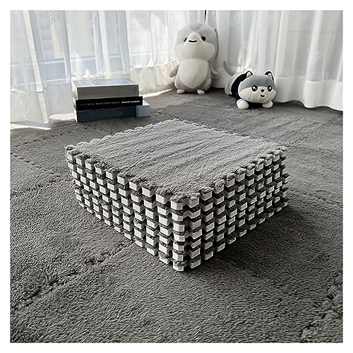 FYYSJW 10 Stück Spielmatte Aus Weichem Schaumstoff, Ineinandergreifende Teppichfliesen 12 X 12 Zoll, Quadratische Bodenmatte, Puzzle-Spielmatte Fürs Schlafzimmer(Color:Gray) von FYYSJW