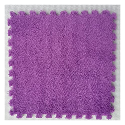 12 Stück Dicke Ineinandergreifende Teppichfliesenmatten, Flauschiger, Weicher Schaumstoff-Teppich Für Wohnzimmer, Schlafzimmer, Schützender Bodenteppich(Color:Dunkelviolett) von FYYSJW