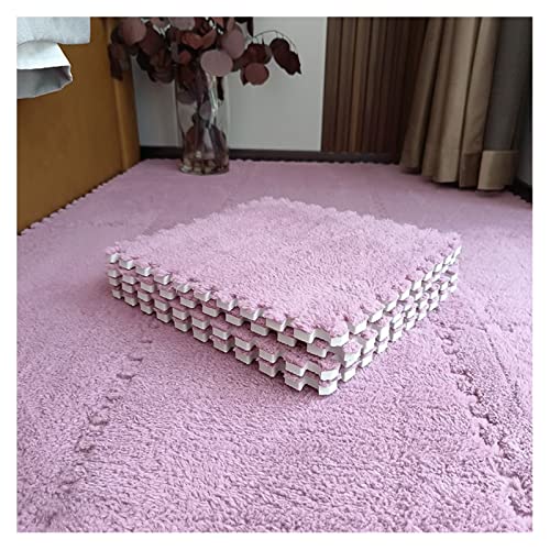 12 Stück Flauschige Ineinandergreifende Teppichfliesen, Quadratische Teppiche, Bodenfliesen, Trainings-Spielmatte Für Wohnzimmer Und Schlafzimmer Zu Hause, 12 X 12 Zoll(Color:Rosa) von FYYSJW