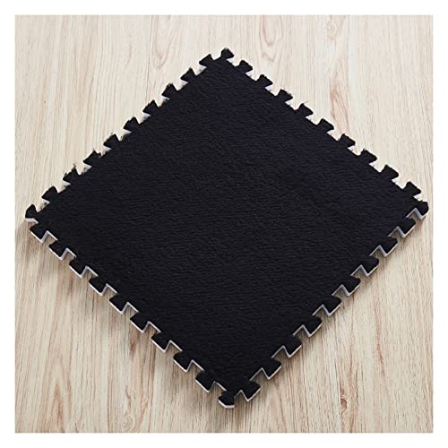 12 Stück Ineinandergreifende Plüsch-Schaumstoffmatten, Flauschige Teppichfliesen 12 X 12 Zoll Plüschiger Teppich, Bodenfliesen Für Schlafzimmer, Weiche Spielmatten(Color:Schwarz) von FYYSJW