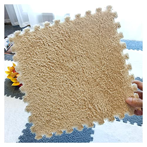 12 Stück Ineinandergreifende Plüschschaumstoffmatte, Teppichfliesen Aus Schaumstoff, 12 X 12 Zoll Große Puzzle-Spielmatte, Weiche Teppiche Für Sport, Spielzimmer(Color:Leichter Kaffee) von FYYSJW