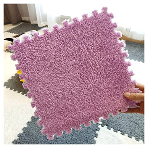 12 Stück Ineinandergreifende Plüschschaumstoffmatte, Teppichfliesen Aus Schaumstoff, 12 X 12 Zoll Große Puzzle-Spielmatte, Weiche Teppiche Für Sport, Spielzimmer(Color:Lila) von FYYSJW