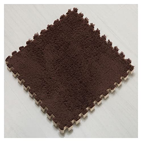 12 Stück Ineinandergreifende Plüschteppichfliesen, Puzzleschaumstoffmatten, Ineinandergreifende Schaumstofffliesen Für Boden, Spielzimmer, 12 X 12 Zoll(Color:Kaffee) von FYYSJW