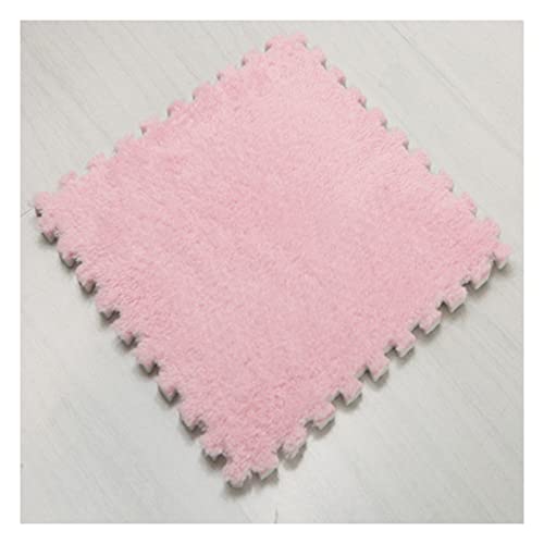 FYYSJW 12 Stück Ineinandergreifende Plüschteppichfliesen, Puzzleschaumstoffmatten, Ineinandergreifende Schaumstofffliesen Für Boden, Spielzimmer, 12 X 12 Zoll(Color:Rosa) von FYYSJW