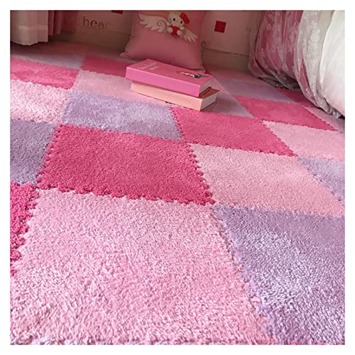 FYYSJW 12 Stück Ineinandergreifende Schaumstoffteppichfliesen, 12 X 12 Zoll Teppichquadrate, Teppiche Für Heimboden, Spielzimmer Oder Klassenzimmer(Color:Pink+Purple+Rose Red) von FYYSJW