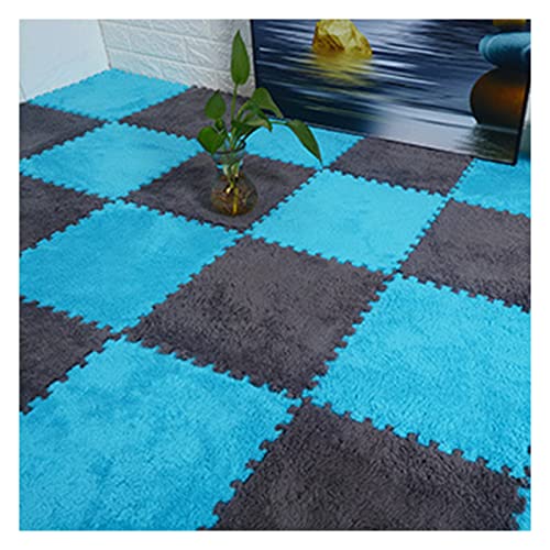 12 Stück Ineinandergreifende Teppichfliesen, 12 X 12 Zoll Großes Set Aus Bodenmatten Aus Plüschschaumstoff, Weiche Teppiche Als Dekoration Für Das Spielzimmer Zu Ha(Color:Blau+Grau) von FYYSJW