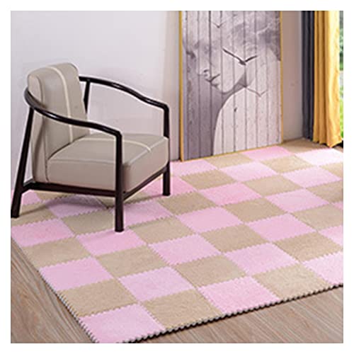 12 Stück Ineinandergreifende Teppichfliesen, 12 X 12 Zoll Großes Set Aus Bodenmatten Aus Plüschschaumstoff, Weiche Teppiche Als Dekoration Für Das Spielzimmer Zu Ha(Color:Rosa+Heller Kaffee) von FYYSJW