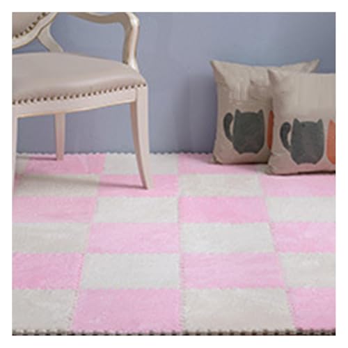 12 Stück Ineinandergreifende Teppichfliesen, 12 X 12 Zoll Großes Set Aus Bodenmatten Aus Plüschschaumstoff, Weiche Teppiche Als Dekoration Für Das Spielzimmer Zu Ha(Color:Rosa+Weiß) von FYYSJW