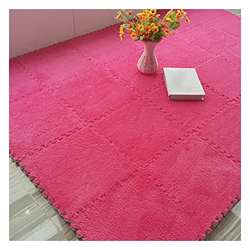 12 Stück Ineinandergreifende Teppichfliesen, 12 X 12 Zoll Großes Set Aus Bodenmatten Aus Plüschschaumstoff, Weiche Teppiche Als Dekoration Für Das Spielzimmer Zu Hause(Color:Rosenrot) von FYYSJW