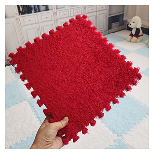 12 Stück Puzzlespielmatten, Ineinandergreifende Teppichfliesen, Plüschschaumstoffmatten, Schützender Boden Für Wohnzimmer, Wohnzimmer, Schlafzimmer, 12 X 12 Zoll(Color:Red) von FYYSJW