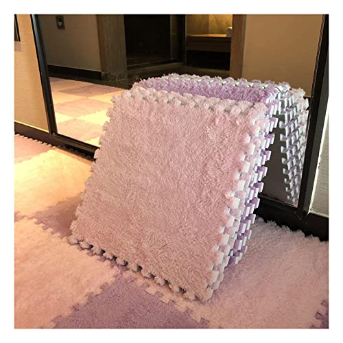 10 Stück 12 X 12 Zoll Ineinandergreifende Schaumstoffmatten, Plüschmatte, Flauschige Teppichfliesen, Bodenfliesen Für Schlafzimmer, Weiche Spielmatte(Color:Rosa+Hellviolett) von FYYSJW