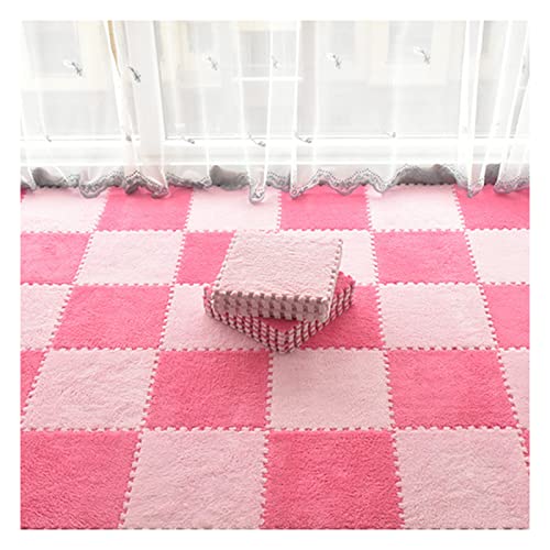 10 Stück Weiche Ineinandergreifende Schaumstoff-Bodenmatten, Plüsch-Spleißteppich-Teppich Für Spielzimmer, Bodenfliesen Für Schlafzimmer, 12 X 12 Zoll(Color:Rosenrot+Rosa) von FYYSJW