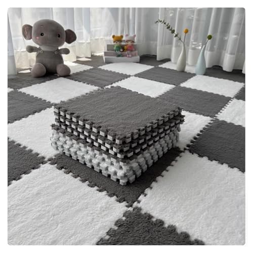 12 Stück Große Ineinandergreifende Plüschschaummatte, 10 Mm Dicke Schaumstoffmatte, Teppichfliesen Für Wohnzimmer Und Schlafzimmer, Bodenmatte, Weiche Puzzle-Spielmatte(Size:12 x 12 inch) von FYYSJW