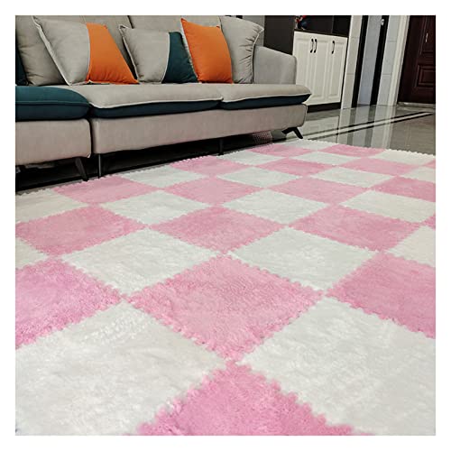 FYYSJW 12 Stück Ineinandergreifende Schaumstoffteppichfliesen, 12 X 12 Zoll Teppichquadrate, Teppiche Für Heimboden, Spielzimmer Oder Klassenzimmer(Color:Rosa+Weiß) von FYYSJW