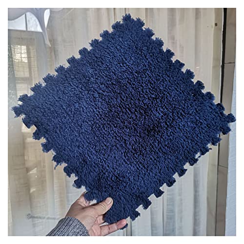 FYYSJW 12 Stück Puzzlespielmatten, Ineinandergreifende Teppichfliesen, Plüschschaumstoffmatten, Schützender Boden Für Wohnzimmer, Wohnzimmer, Schlafzimmer, 12 X 12 Zoll(Color:Navy Blue) von FYYSJW