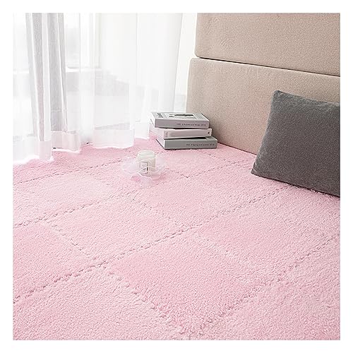 FYYSJW 16 Stück Quadratische Puzzle-Schaumstoff-Bodenmatten, Dicke Ineinandergreifende Teppichfliesen Für Spielzimmer, Plüsch-Bodenspielmatte, 11,8 X 11,8 Zoll(Color:Rosa) von FYYSJW