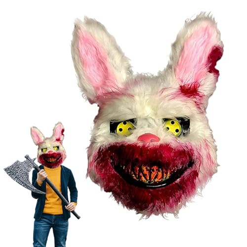 FYZSJWL Blutige Kaninchen Maske,Bloody Bunny Maske,Plüsch Bunny Maske,Halloween Hasenmaske für Halloween Party Costume Cosplay Decoration von FYZSJWL