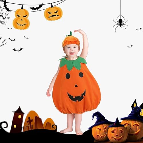 FYZSJWL kinder kürbis kostüm,Halloween Kostüm Kürbis,mit Kürbishut und Schuhe,Kürbis Kostüm kinder,Halloween Kostüm kürbis kinder, Kürbis Kostüm,für Halloween, Karneval Party Cosplay 3-10 Jahre (100) von FYZSJWL