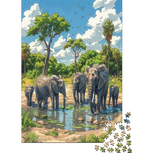 Elefant Puzzle 1000 Teile Puzzle Für Erwachsene Und Kinder Ab 14 Jahren,Puzzlespiel Erwachsenen Puzzlespiel Puzzel 1000pcs (75x50cm) von FZALUECVA