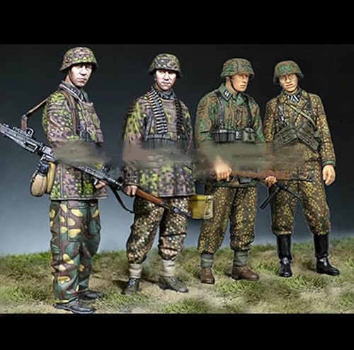 FZCWAVAB 1/35 WWII Deutscher Soldat Resin Modell bausatz Unbemalter und unmontierter Soldat Resin Modell bausatz (4 Personen)//S8I5h4 von FZCWAVAB