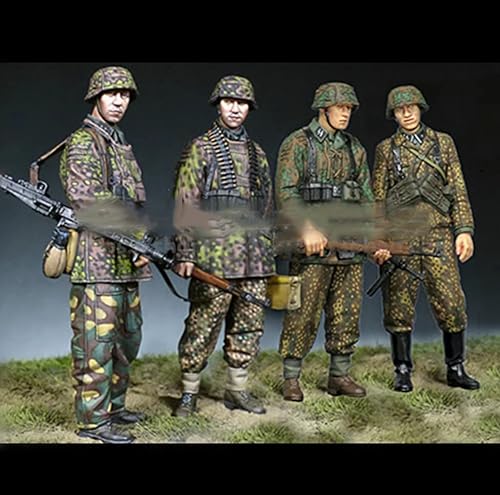 FZCWAVAB 1/35 WWII German Soldier Resin Soldier Kit Unbemalt und unmontiert Resin Modellbausatz (4 Personen) // R9z4g9 von FZCWAVAB