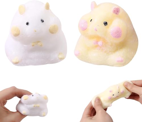 6 Stück Cartoon Hamster Squeeze Toy, Silikon Hamster Anti Stress Spielzeug, Hamster Squishy Fidget Spielzeug, Sensory Toys Squishy Hamster Fidget Toys Geschenke für Kinder und Erwachsene von FZQBEY