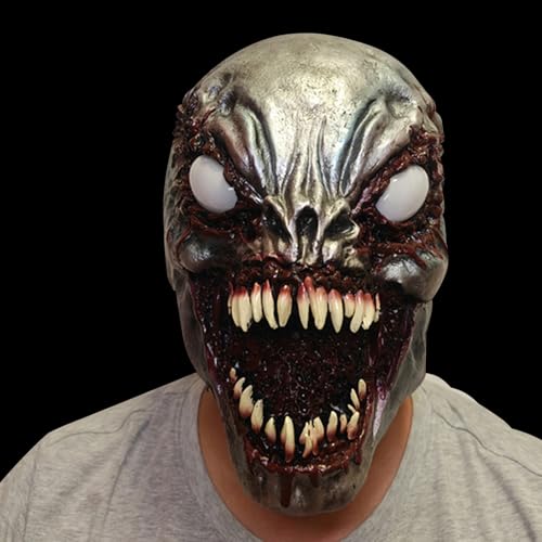 FZQBEY Halloween Maske, Halloween Deko Skelett Maske mit LED Leuchten Halloween Deko Gruselig Halloween Totenkopf Masken für Erwachsene, Cosplay, Halloween Party Deko, Halloween Dekoration (A) von FZQBEY