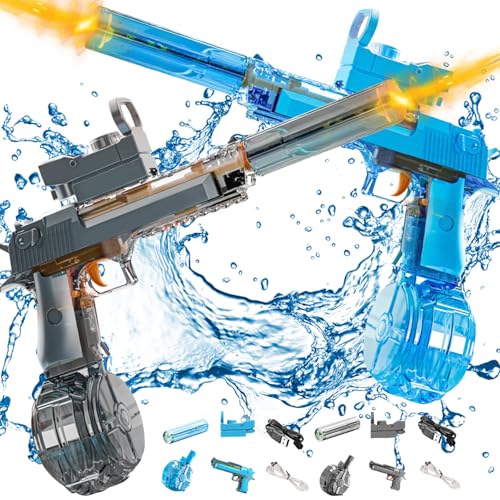 Ultimate Battle Blaster Long Range Motorized Water Gun mit interaktiver Beleuchtung für Erwachsene Kinder,Elektrische Wasserpistole mit LED Licht & Großer Reichweite,Automatische Wasserpistolen (A+B) von FZQBEY