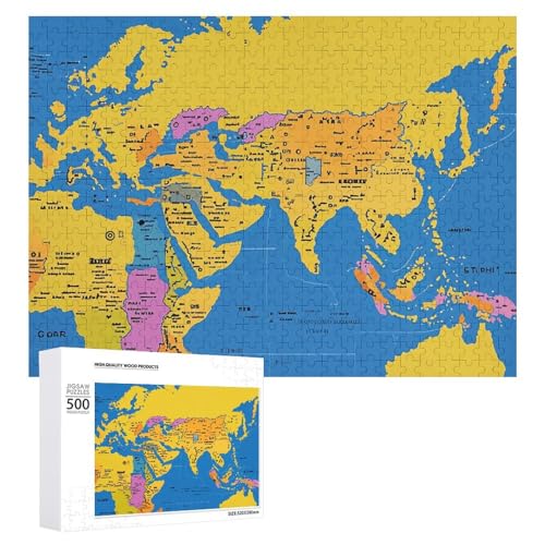 Puzzle 300/500/1000 Teile Herausfordernde Welt Geographie Karte Spaß Spiel Puzzle Holzpuzzle für Erwachsene Familien von FZQVSGW