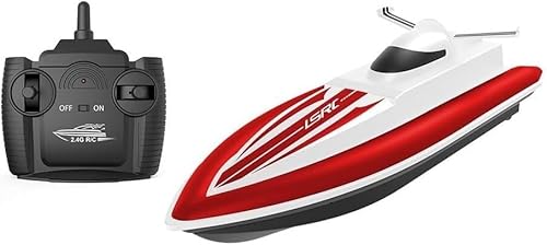 FaFciLi RC Boat, 25KM/H High-Speed RC Speed Boat, RC Boat Suitable for Swimming Pools and Lakes, Dual Motor Design, 2.4Ghz Electric RC Competition Boat, Gift for Adults and Children(Color:Red) von FaFciLi