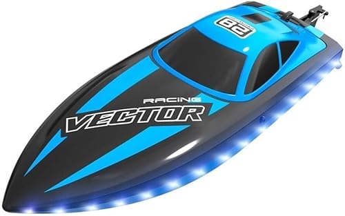 FaFciLi RC Boat, 30KM/H High-Speed RC Speed Boat, RC Boat Suitable for Swimming Pools and Lakes, with LED Lights, 2.4Ghz Electric RC Speed Boat, Gift for Adults and Children von FaFciLi