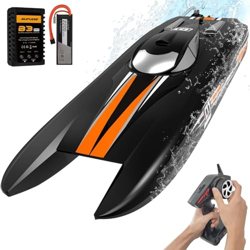 FaFciLi Remote Control Boat 60 MPH High Speed 2.4GHz Waterproof Large Boat Adult Boy Gift Low Energy Consumption von FaFciLi