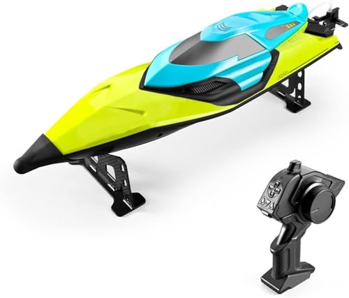 RC Boat Boats 50km/h High Speed 2.4GHz RC Boat Gift for Adults Boys Proportional Throttle Capsize Reset Low Battery Alarm 2 Battery(Color:Green) von FaFciLi