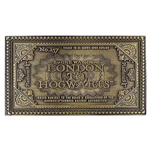 FaNaTtik Harry Potter Hogwarts Express Zugticket Replik Metall Nachbildung, Souvenir, Einheitsgröße, Gold, Limitiert auf 9.995 Stück, Ideal für Kinder, Teenager und Erwachsene von FaNaTtik